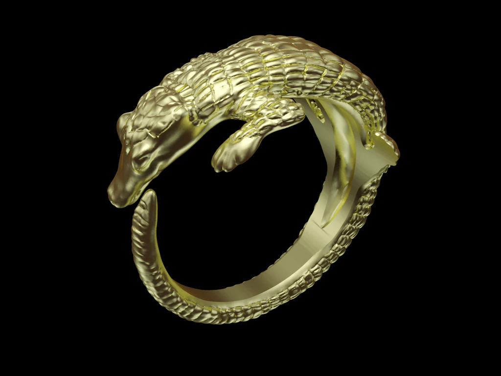 Crocodile ring 3D Print Model .c4d .max .obj .3ds .fbx .stl .blend 