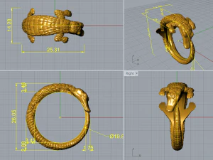 Crocodile ring 3D Print Model
