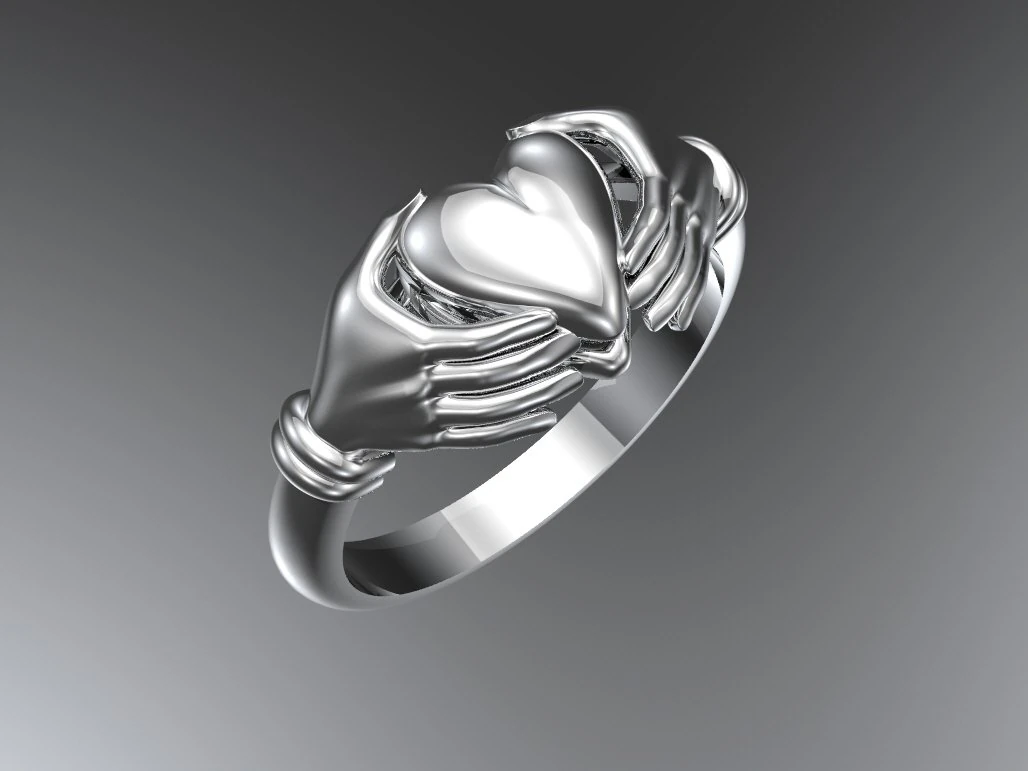 Heart and hands ring 3D Print Model .c4d .max .obj .3ds .fbx .stl .blend 