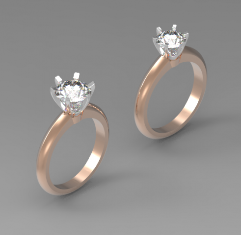 Solitaire engagement ring 0-5CT 0-75CT 1CT 2CT 3D-Druckmodell .c4d .max .obj .3ds .fbx .stl .blend 