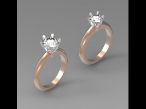 Solitaire engagement ring 0-5CT 0-75CT 1CT 2CT 3D Print Model