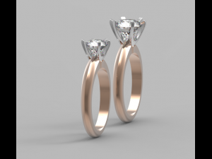 Solitaire engagement ring 0-5CT 0-75CT 1CT 2CT 3D-Druckmodell