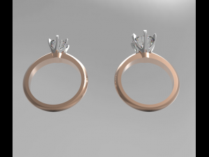 Solitaire engagement ring 0-5CT 0-75CT 1CT 2CT 3D-Druckmodell