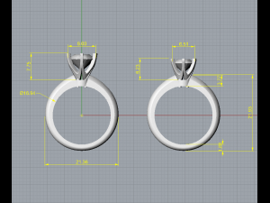 Solitaire engagement ring 0-5CT 0-75CT 1CT 2CT 3D-Druckmodell