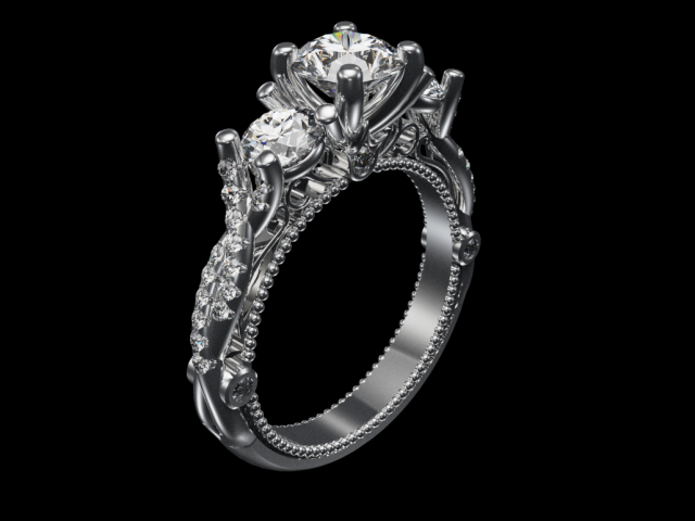 Engagement ring 3D Print Model .c4d .max .obj .3ds .fbx .stl .blend