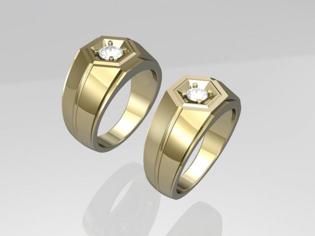 Mens solitaire ring 3D printmodel .c4d .max .obj .3ds .fbx .stl .blend
