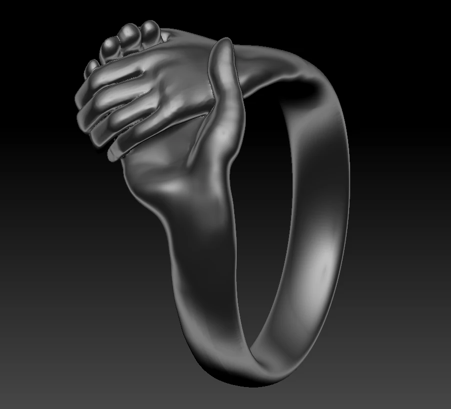 Holding hands ring 3D Print Model .c4d .max .obj .3ds .fbx .stl .blend 