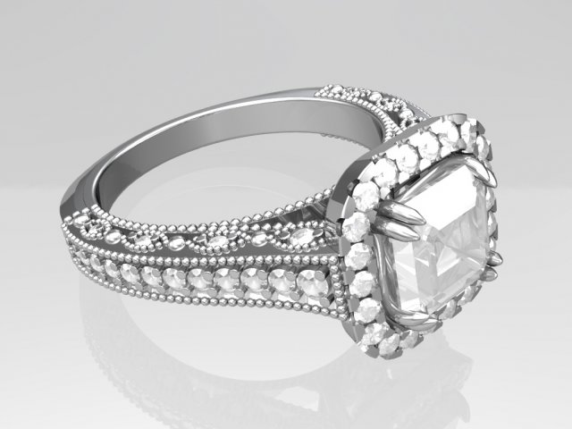 Vintage engagement ring 3D Print Model .c4d .max .obj .3ds .fbx .stl .blend 