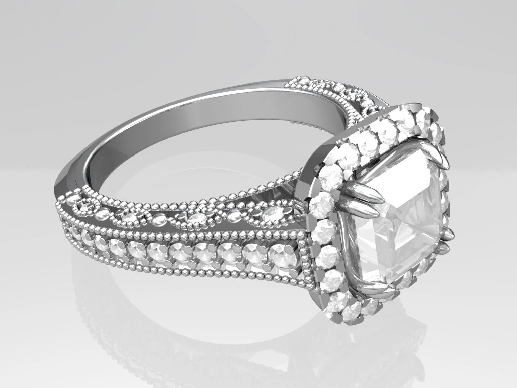 Vintage engagement ring 3D Print Model .c4d .max .obj .3ds .fbx .stl .blend 