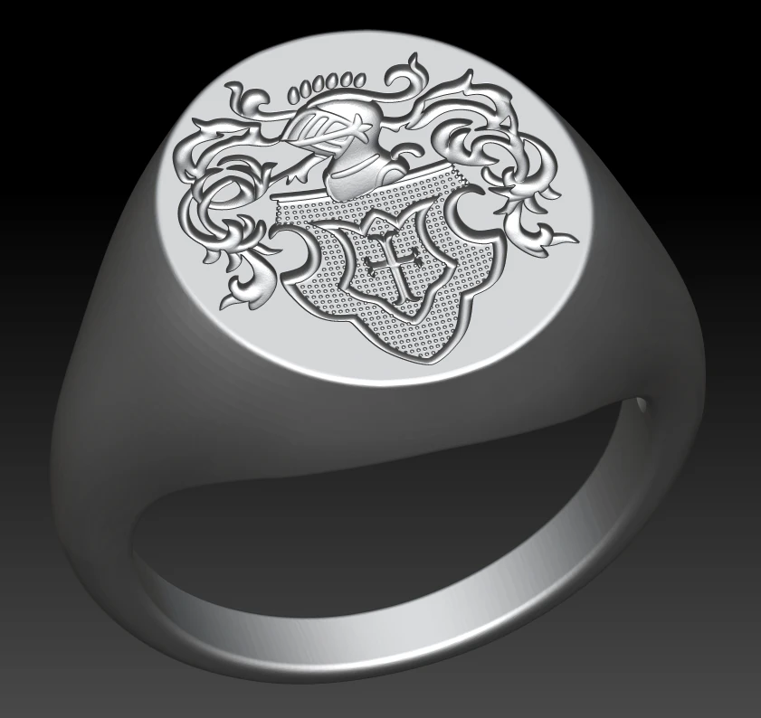 Family crest ring 3D Print Model .c4d .max .obj .3ds .fbx .stl .blend