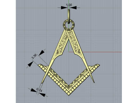 Masonic pendant 2 3D-printmodel