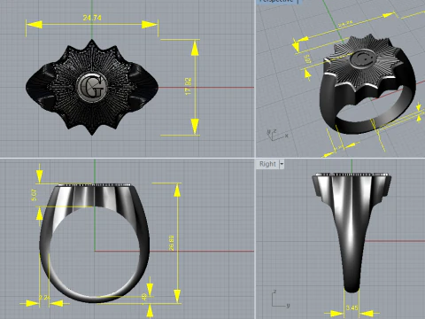 Masonic ring 3D Print Model