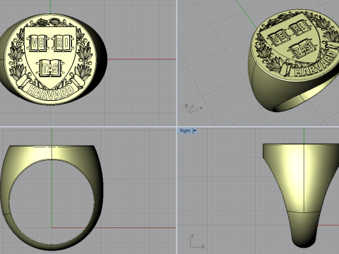 Harvard university ladies ring 3D Baskı Modeli
