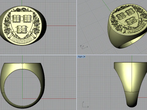 Harvard university ladies ring 3D Print Model