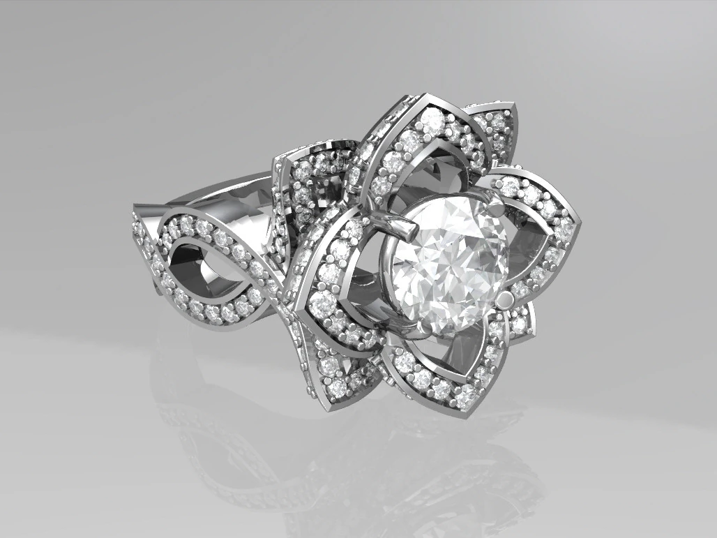 Lotus engagement ring 3D Print Model .c4d .max .obj .3ds .fbx .stl .blend 