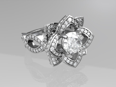 Lotus engagement ring 3D-printmodel