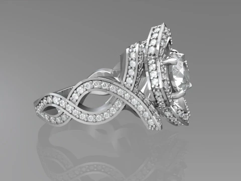 Lotus engagement ring 3D Print Model