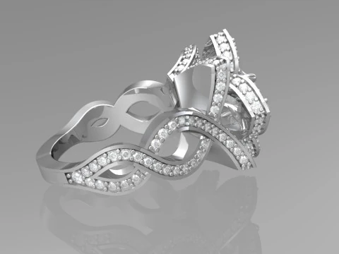Lotus engagement ring 3D Print Model