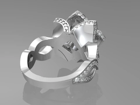 Lotus engagement ring 3D Print Model