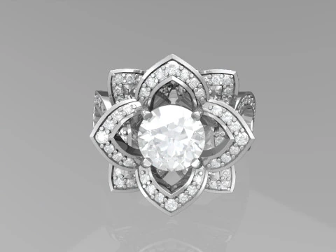 Lotus engagement ring 3D Print Model