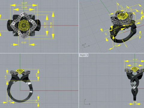 Lotus engagement ring 3D Print Model