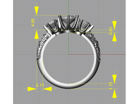 Art deco three stone ring 3Dプリントモデル