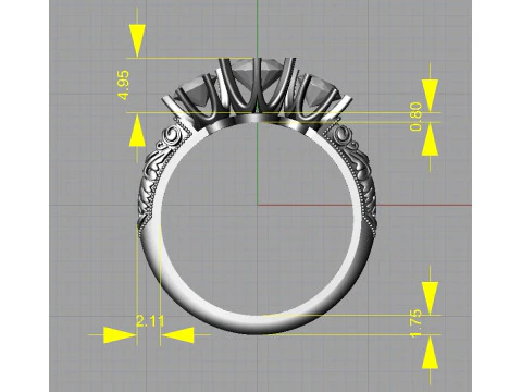 Art deco three stone ring 3D Print Model