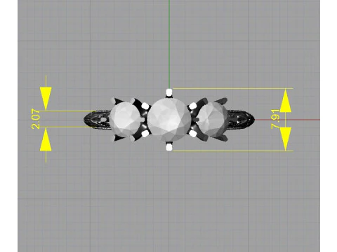 Art deco three stone ring 3D Print Model