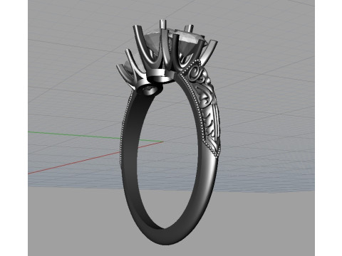 Art deco three stone ring 3Dプリントモデル