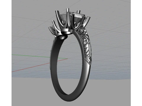 Art deco three stone ring 3D Print Model