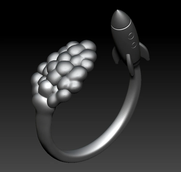 Rocket ring 3D Print Model .c4d .max .obj .3ds .fbx .stl .blend 