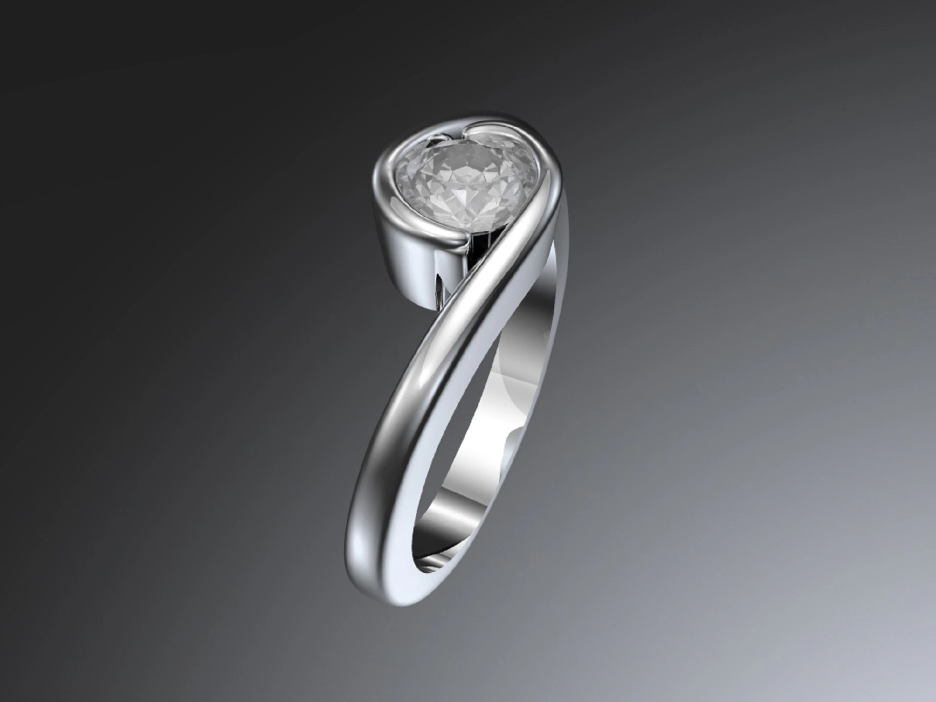 Solitaire engagement ring 3D Print Model .c4d .max .obj .3ds .fbx .stl .blend