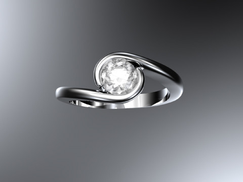 Solitaire engagement ring Model Cetak 3D