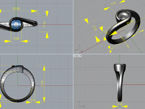 Solitaire engagement ring Model Cetak 3D