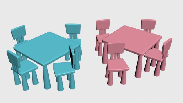 chairs and tables for children Model 3D .c4d .max .obj .3ds .fbx .stl .blend 