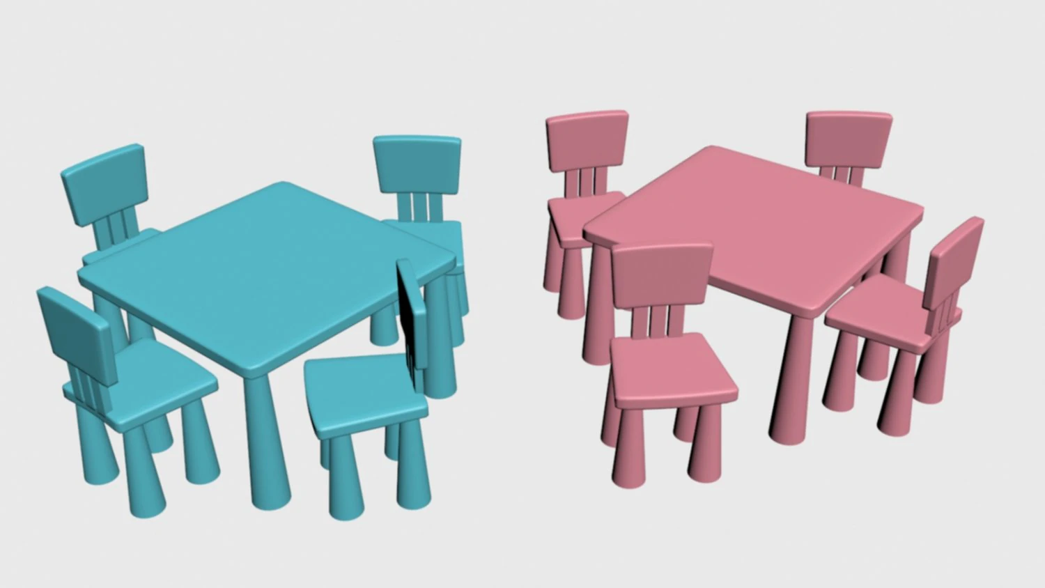 chairs and tables for children 3D Model .c4d .max .obj .3ds .fbx .stl .blend 