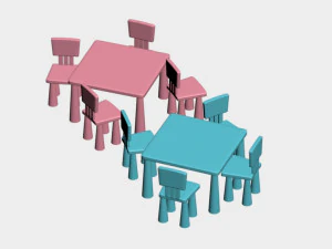 chairs and tables for children 3D Model
