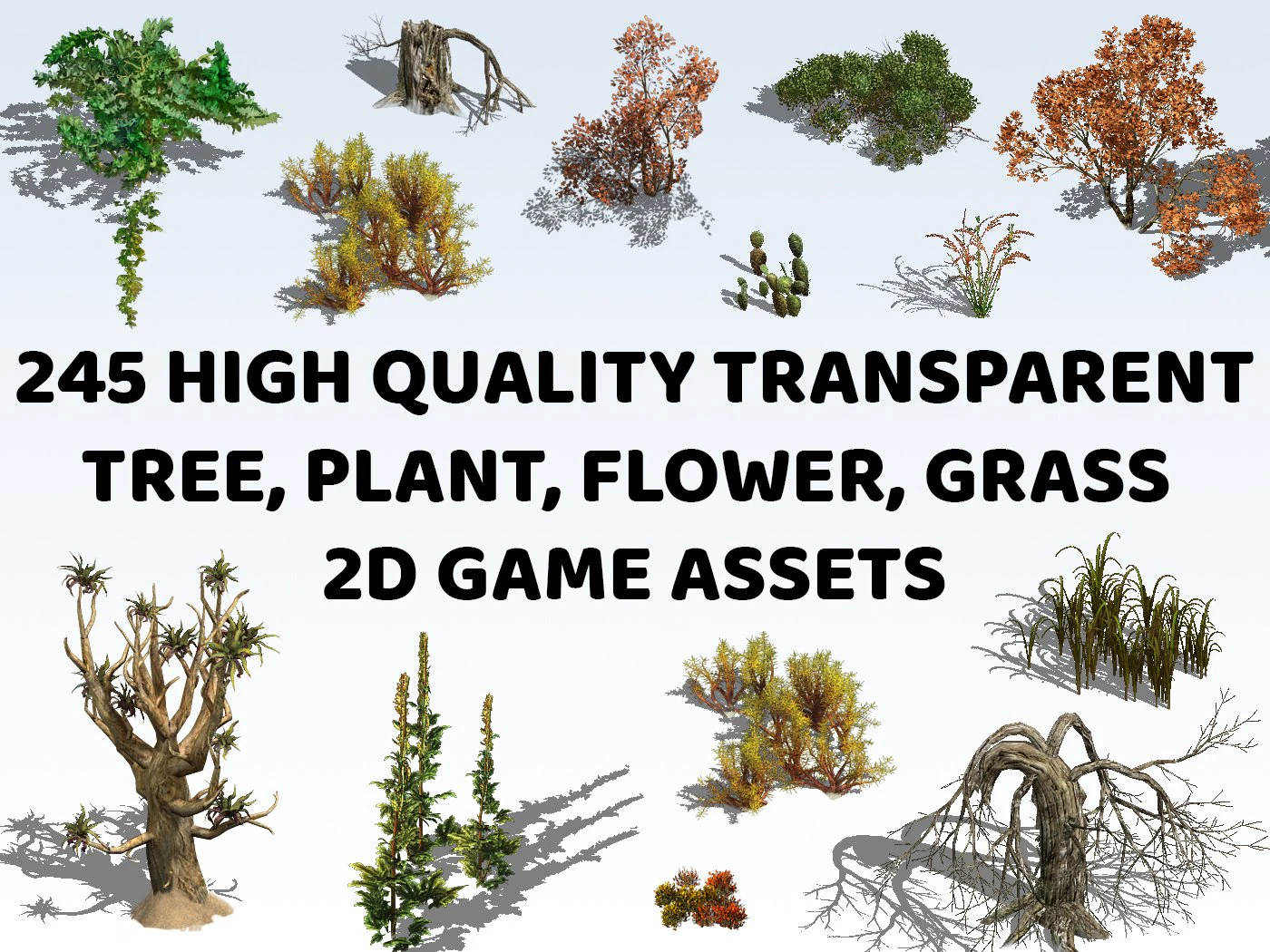 245 Transparent Tree Plant Flower Grass 2D Game Asset CG Textures .c4d .max .obj .3ds .fbx .stl .blend 