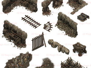 25d village landscape environment game assets CG Textures
