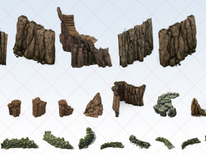 91 Transparent Mountain Rock Stone Cliff 2D Game Asset CG Textures