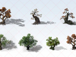 13 Transparent Oak and Maple Tree 2D Game Asset CG Textures
