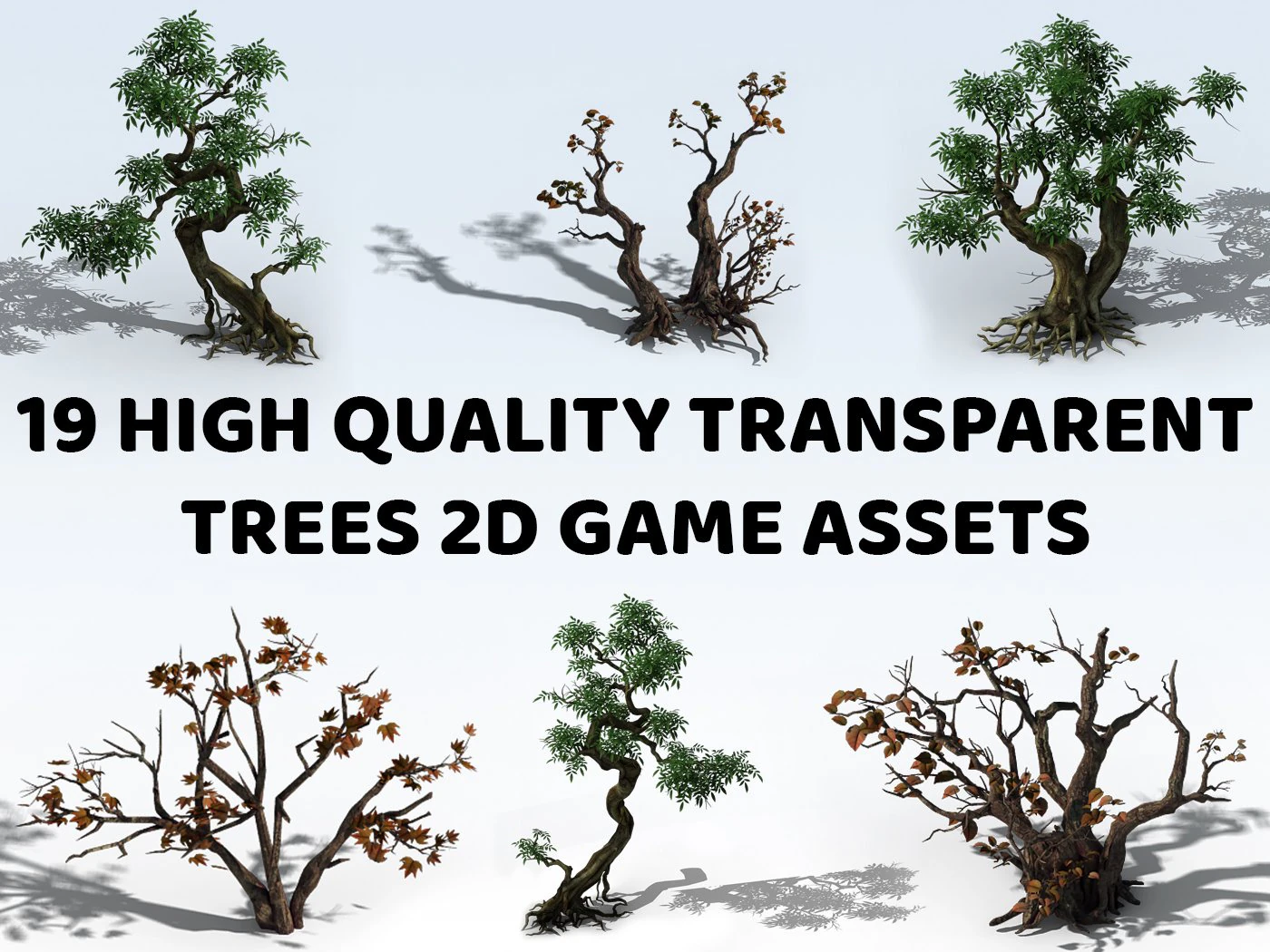 19 Transparent Tree 2D Game Assets CG Textures .c4d .max .obj .3ds .fbx .stl .blend 