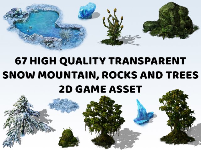 67 Transparent Snow Ice Mountain Rock Tree Game Assets CG Textures .c4d .max .obj .3ds .fbx .stl .blend 