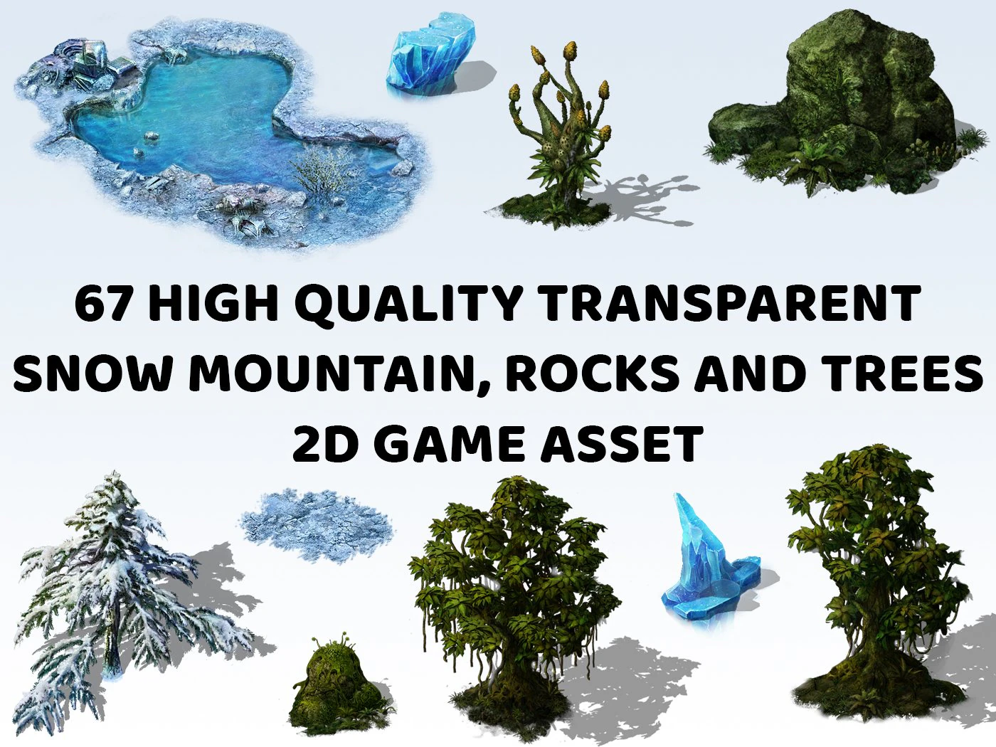 67 Transparent Snow Ice Mountain Rock Tree Game Assets CG Textures .c4d .max .obj .3ds .fbx .stl .blend 