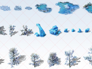 67 Transparent Snow Ice Mountain Rock Tree Game Assets CG Textures