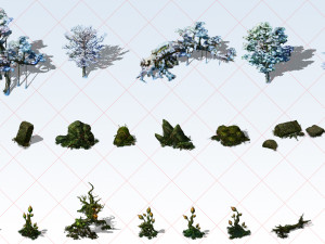 67 Transparent Snow Ice Mountain Rock Tree Game Assets CG Textures