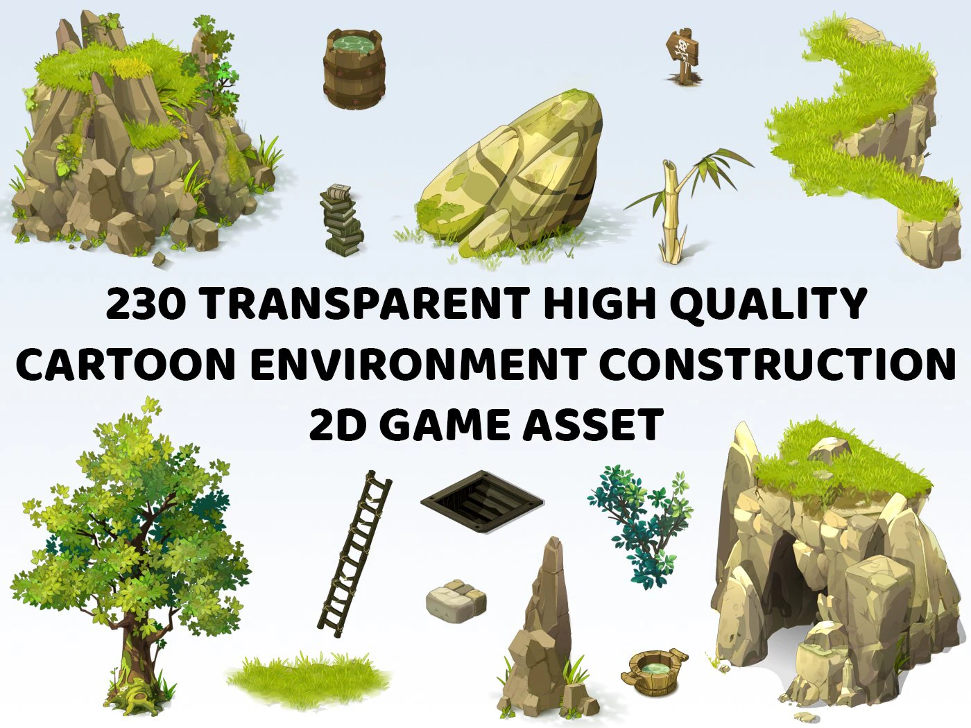 230 Transparent Cartoon City Village Environment Construction Kit Game Asset CG Textures .c4d .max .obj .3ds .fbx .stl .blend 