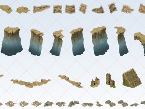 75 Fantasy Mountain Rock Stone Cliff Terrain 2D Game Asset CG Текстури