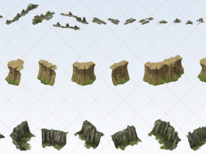 75 Fantasy Mountain Rock Stone Cliff Terrain 2D Game Asset CG Текстури