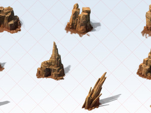 9 Transparent Desert Mountain and Rocks 2D Game Asset CG टेक्स्चर्स